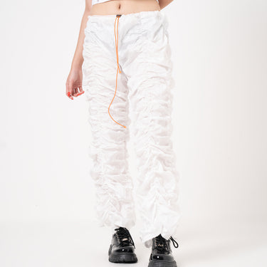 SUCATTA - Y2K RUCHED CARGO PANTS IN WHITE