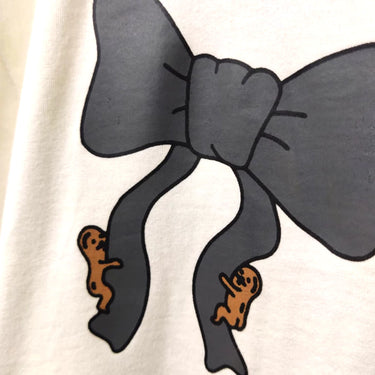 PEANUT STAIN - Coquette Ribbon Ivory Oversized Tshirt