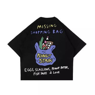 PEANUT STAIN - Missing shopping bag black boxy oversized tshirt
