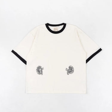 PEANUT STAIN - Internal conflict kidney ringer ivory boxy oversized tshirt