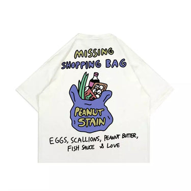 PEANUT STAIN - Missing Shopping Bag ivory boxy oversized tshirt